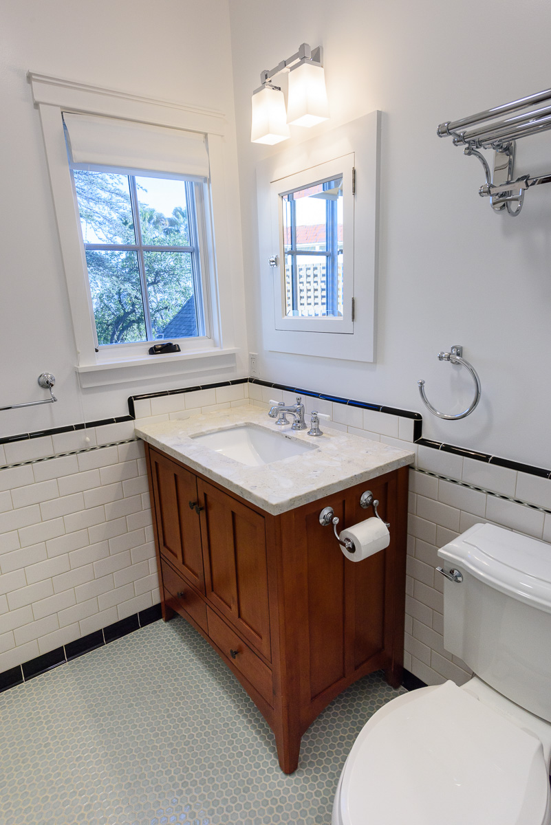  Master Bed • Marble top shaker vanity and new period style chromework 
