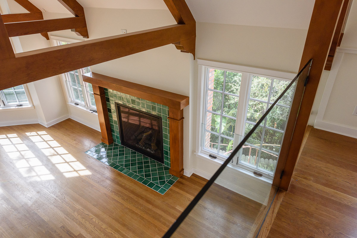  Easy maintenance remote control gas log fire with tile surround and hearth 